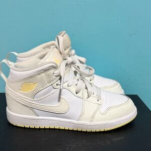 Nike Kids White and Yellow High-Top Sneakers